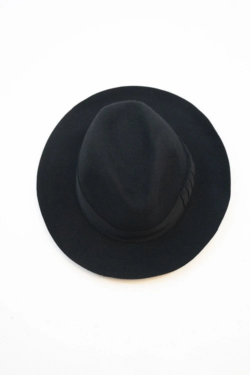 Fedora en feutre mérinos noir