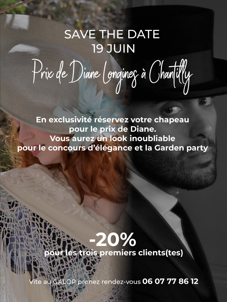 Prix de Diane Longines  votre chapeau pour la garden party et le  Prix délégance à Chantilly le 19 juin