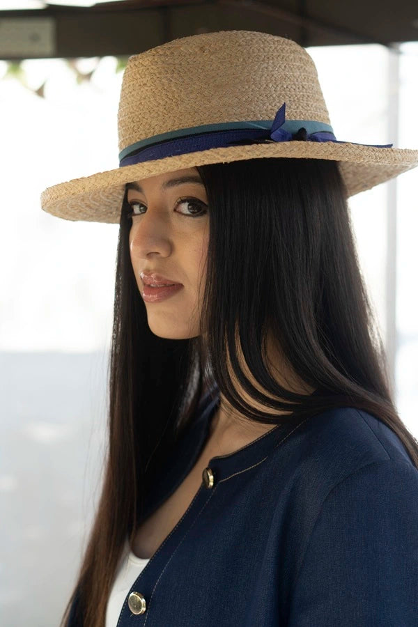 Chapeau Fedora en raphia Sasha pour Femme