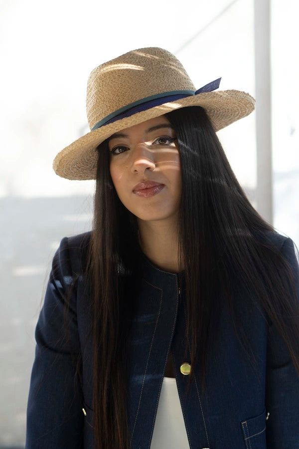 Chapeau Fedora en raphia Sasha pour Femme
