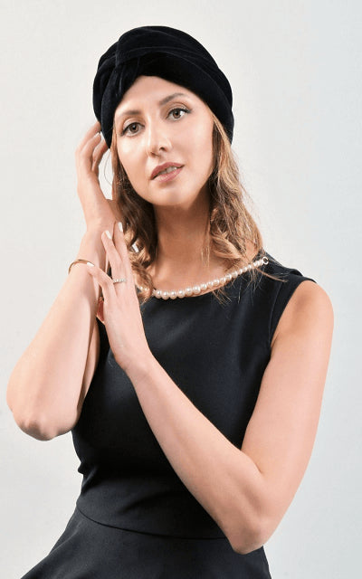 Turban en velours noir