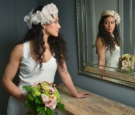 couronne de mariée en forme de Halo en sisal blanc cassé