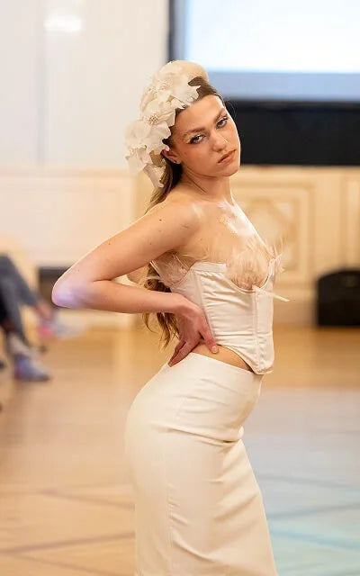 couronne de mariée en forme de Halo en sisal blanc cassé